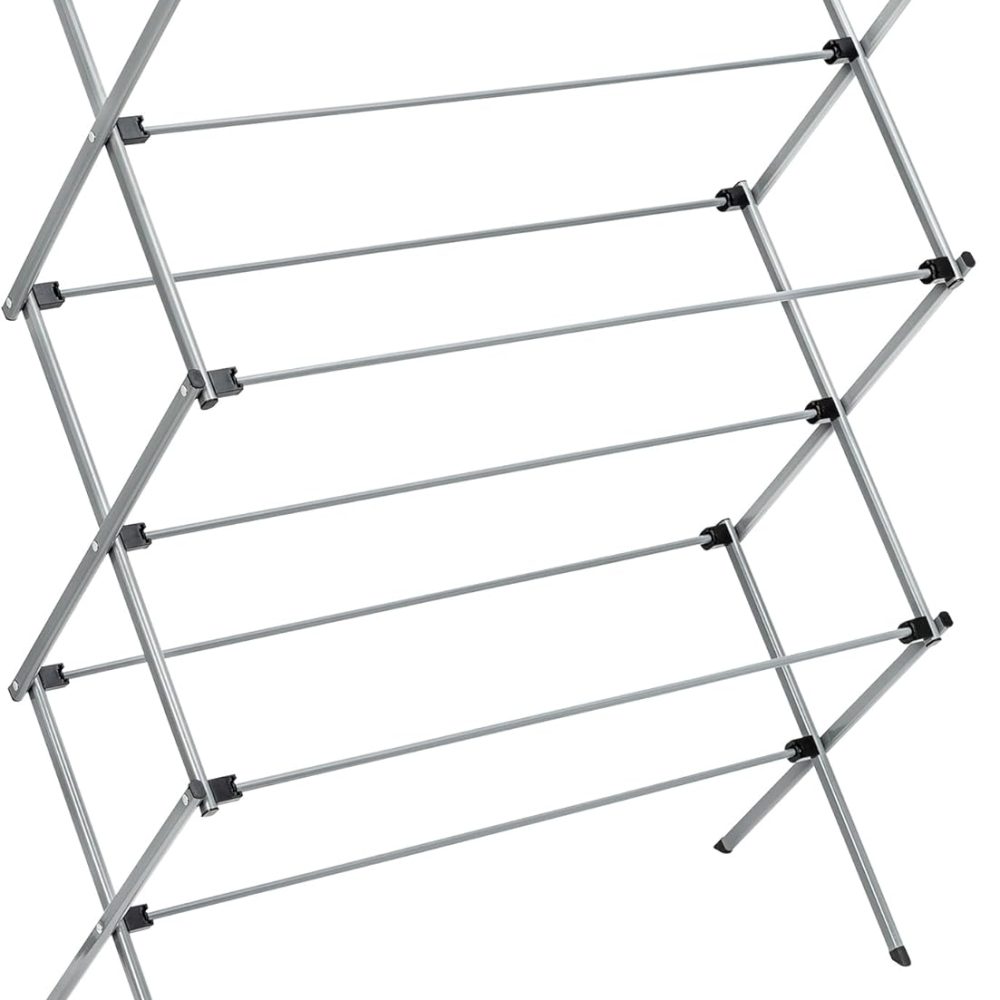 Honey-Can-Do Collapsible Laundry Drying Rack, Sturdy Steel, Foldable & Portable Clothes Drying Rack, Space-Saving Design, Indoor & Outdoor Drying, Ideal for Laundry Room 50lb Capacity, Silver